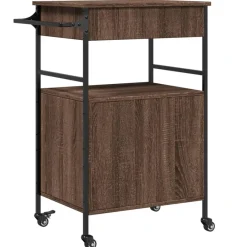 vidaXL Carrito de cocina madera ingeniería marrón roble 56x43x89,5 cm Marr&oacute;n roble Hot