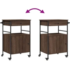 vidaXL Carrito de cocina madera ingeniería marrón roble 56x43x89,5 cm Marr&oacute;n roble Hot