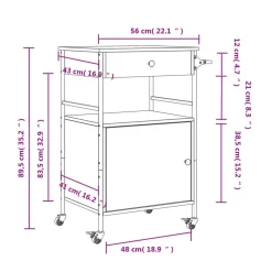 vidaXL Carrito de cocina madera ingeniería marrón roble 56x43x89,5 cm Marr&oacute;n roble Hot