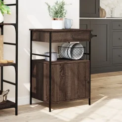 vidaXL Carrito de cocina madera ingeniería marrón roble 56x43x89,5 cm Marr&oacute;n roble Hot