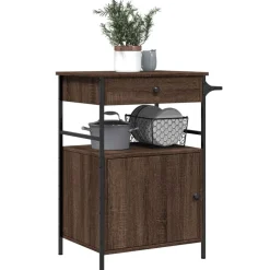vidaXL Carrito de cocina madera ingeniería marrón roble 56x43x89,5 cm Marr&oacute;n roble Hot