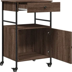 vidaXL Carrito de cocina madera ingeniería marrón roble 56x43x89,5 cm Marr&oacute;n roble Hot