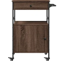 vidaXL Carrito de cocina madera ingeniería marrón roble 56x43x89,5 cm Marr&oacute;n roble Hot