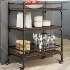 vidaXL Carrito de cocina madera ingeniería marrón roble 65x40x86,5 cm Marr&oacute;n roble Best