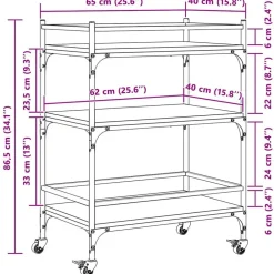 vidaXL Carrito de cocina madera ingeniería marrón roble 65x40x86,5 cm Marr&oacute;n roble Best