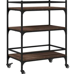 vidaXL Carrito de cocina madera ingeniería marrón roble 65x40x86,5 cm Marr&oacute;n roble Best