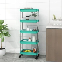 vidaXL Carrito de cocina 5 niveles hierro y ABS turquesa 42x29x128 cm Tuquesa Best