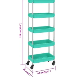 vidaXL Carrito de cocina 5 niveles hierro y ABS turquesa 42x29x128 cm Tuquesa Best
