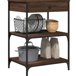vidaXL Carros E Islas-Carrito de cocina madera ingeniería marrón roble 60x48x89,5 cm