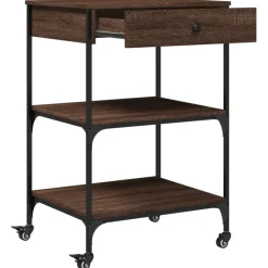 vidaXL Carros E Islas-Carrito de cocina madera ingeniería marrón roble 60x48x89,5 cm