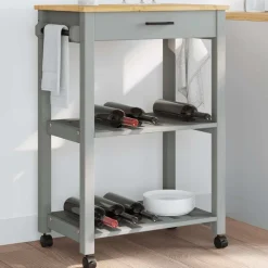 vidaXL Carrito de cocina MONZA madera maciza de pino 60x40x88,5 cm Gris Hot