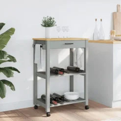 vidaXL Carrito de cocina MONZA madera maciza de pino 60x40x88,5 cm Gris Hot