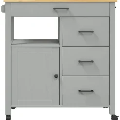 vidaXL Carrito de cocina MONZA madera maciza de pino 84x40x88,5 cm Gris Outlet
