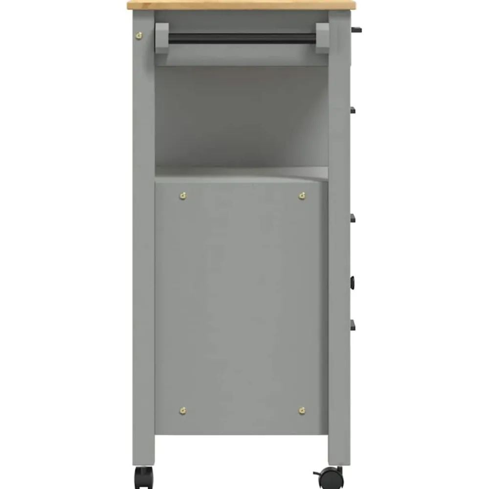 vidaXL Carrito de cocina MONZA madera maciza de pino 84x40x88,5 cm Gris Outlet