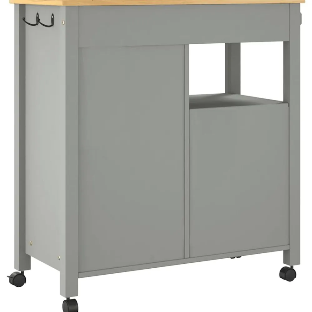 vidaXL Carrito de cocina MONZA madera maciza de pino 84x40x88,5 cm Gris Outlet