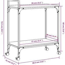 vidaXL Carrito de cocina madera ingeniería marrón roble 60,5x31x72,5cm Marr&oacute;n roble Discount