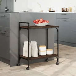 vidaXL Carrito de cocina madera ingeniería marrón roble 60,5x31x72,5cm Marr&oacute;n roble Discount