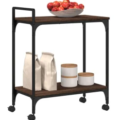 vidaXL Carrito de cocina madera ingeniería marrón roble 60,5x31x72,5cm Marr&oacute;n roble Discount