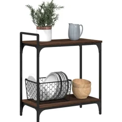 vidaXL Carrito de cocina madera ingeniería marrón roble 60,5x31x72,5cm Marr&oacute;n roble Discount