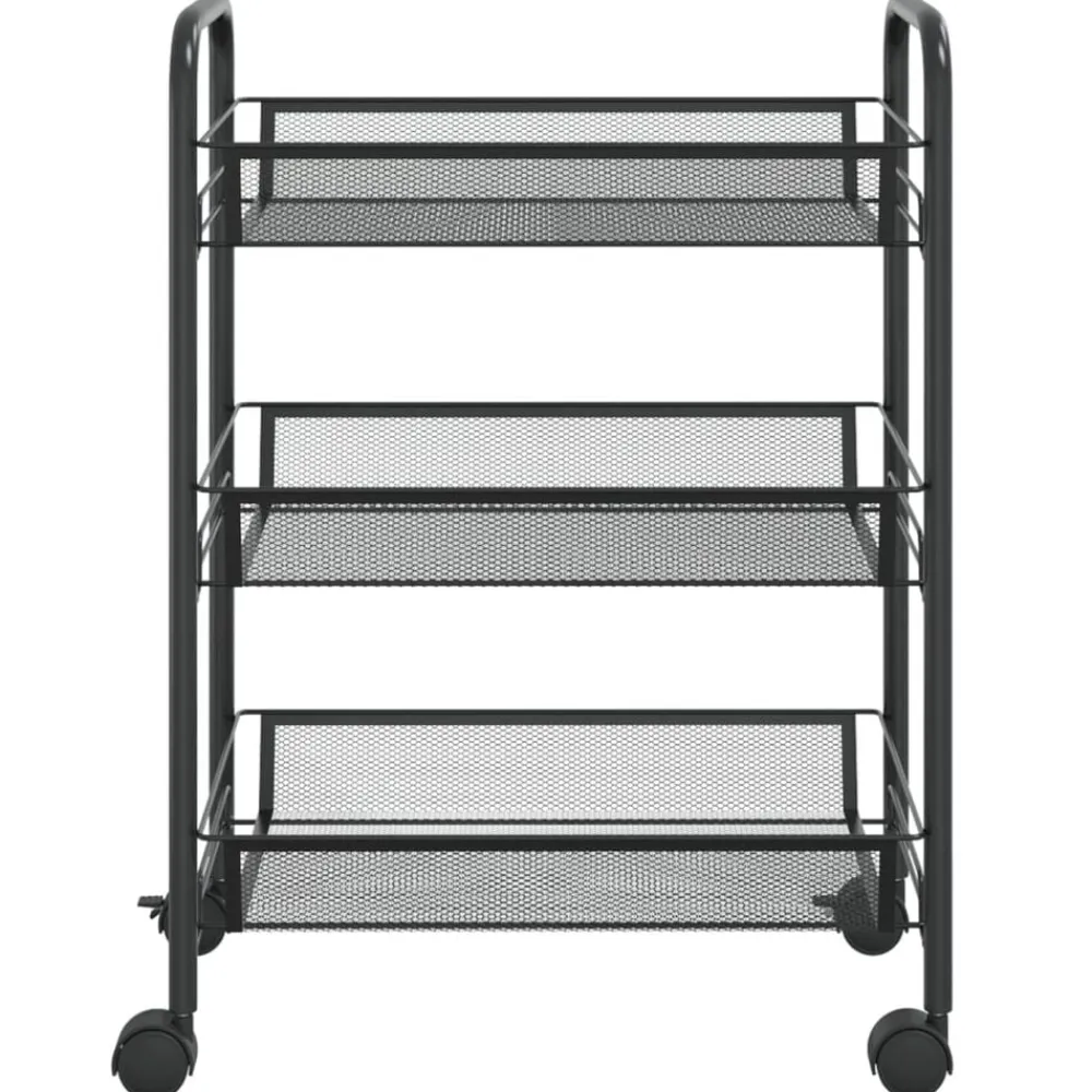 vidaXL Carrito de cocina 3 niveles hierro 46x26x64 cm Negro Online