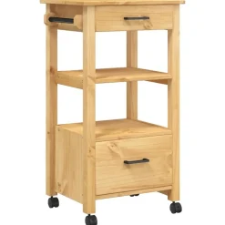 vidaXL Carrito de cocina MONZA madera maciza de pino 48x40x88,5 cm Marr&oacute;n