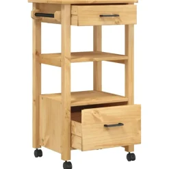 vidaXL Carrito de cocina MONZA madera maciza de pino 48x40x88,5 cm Marr&oacute;n