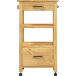 vidaXL Carrito de cocina MONZA madera maciza de pino 48x40x88,5 cm Marr&oacute;n