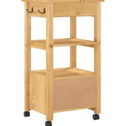 vidaXL Carrito de cocina MONZA madera maciza de pino 48x40x88,5 cm Marr&oacute;n