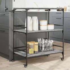 vidaXL Carros E Islas-Carrito de cocina madera ingeniería 100,5x50x105 cm