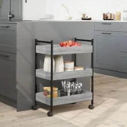 vidaXL Carrito de cocina madera de ingeniería 50x30x70 cm Gris sonoma Sale