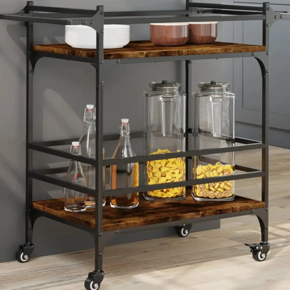 vidaXL Carros E Islas-Carrito de cocina madera ingeniería 82x40x78,5 cm