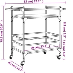 vidaXL Carros E Islas-Carrito de cocina madera ingeniería 82x40x78,5 cm