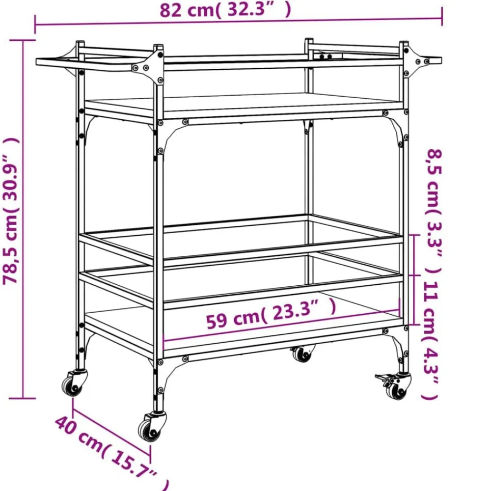 vidaXL Carros E Islas-Carrito de cocina madera ingeniería 82x40x78,5 cm
