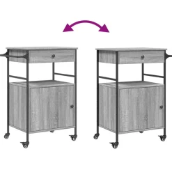 vidaXL Carrito de cocina madera ingeniería 56x43x89,5 cm Gris sonoma Clearance