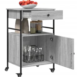 vidaXL Carrito de cocina madera ingeniería 56x43x89,5 cm Gris sonoma Clearance