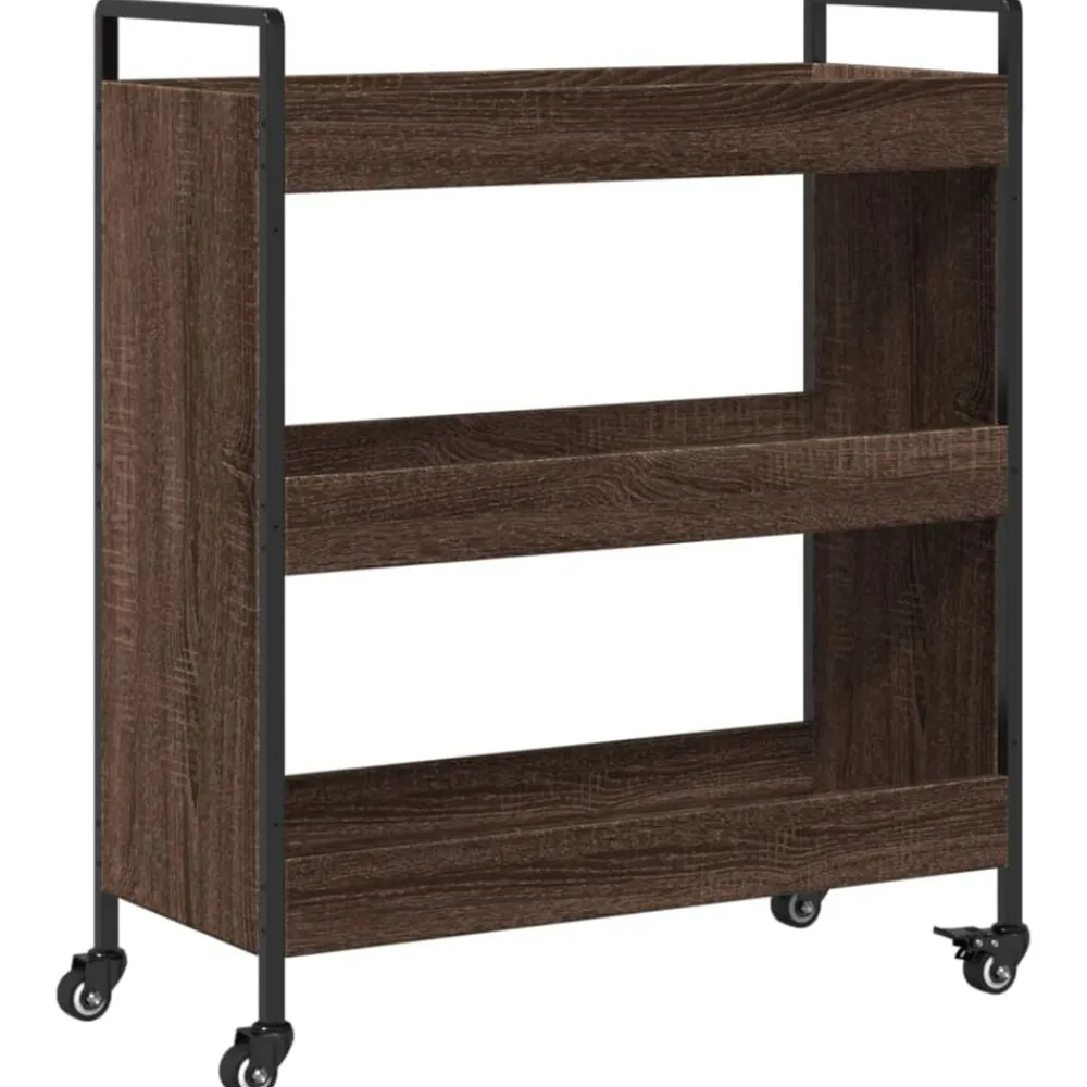 vidaXL Carros E Islas-Carrito de cocina madera de ingeniería marrón roble 70x30x82 cm