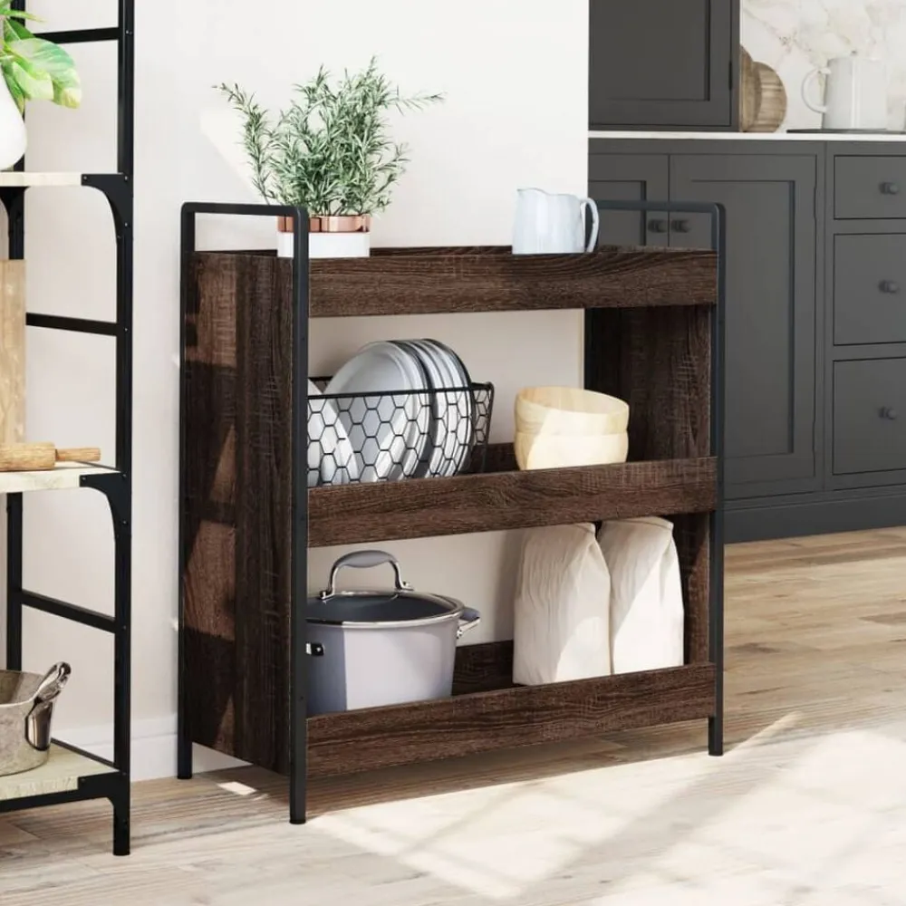 vidaXL Carros E Islas-Carrito de cocina madera de ingeniería marrón roble 70x30x82 cm