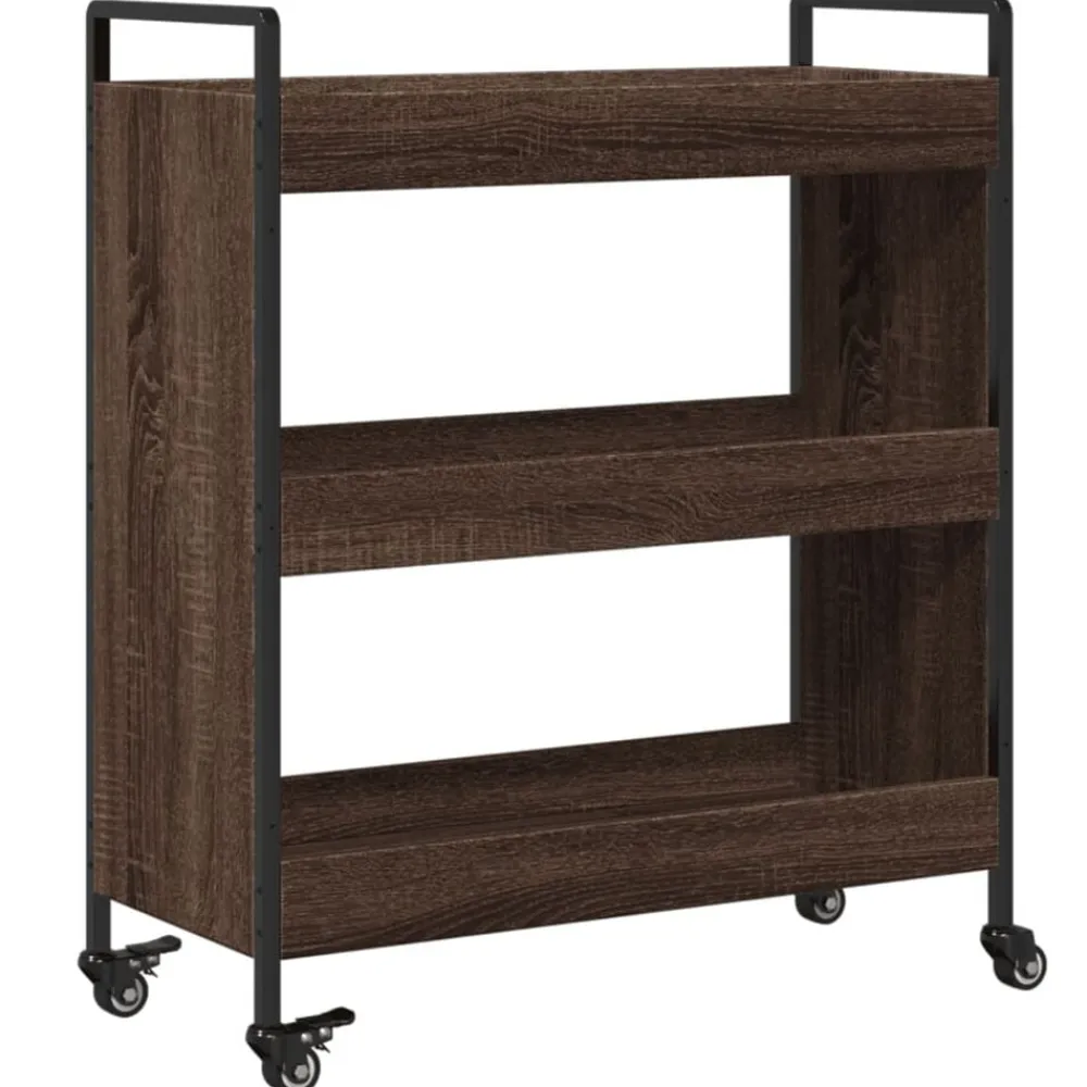 vidaXL Carros E Islas-Carrito de cocina madera de ingeniería marrón roble 70x30x82 cm