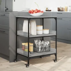 vidaXL Carrito de cocina madera ingeniería 60x41x80,5 cm Gris sonoma Clearance