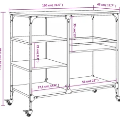 vidaXL Carros E Islas-Carrito de cocina madera ingeniería marrón roble 100x45x89,5 cm