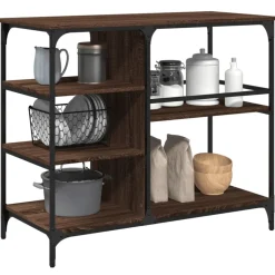vidaXL Carros E Islas-Carrito de cocina madera ingeniería marrón roble 100x45x89,5 cm