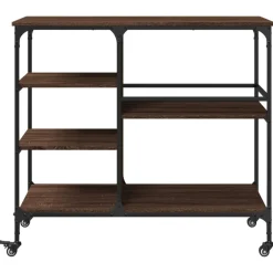vidaXL Carros E Islas-Carrito de cocina madera ingeniería marrón roble 100x45x89,5 cm