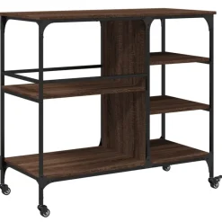 vidaXL Carros E Islas-Carrito de cocina madera ingeniería marrón roble 100x45x89,5 cm