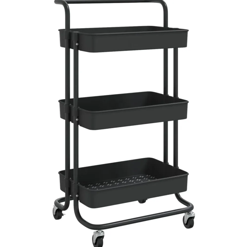 vidaXL Carrito de cocina 3 niveles hierro y ABS 42x35x85 cm Negro