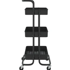 vidaXL Carrito de cocina 3 niveles hierro y ABS 42x35x85 cm Negro