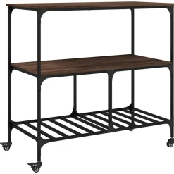 vidaXL Carrito de cocina madera ingeniería marrón roble 100x50x95 cm Marr&oacute;n roble Online