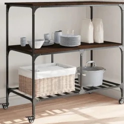 vidaXL Carrito de cocina madera ingeniería marrón roble 100x50x95 cm Marr&oacute;n roble Online