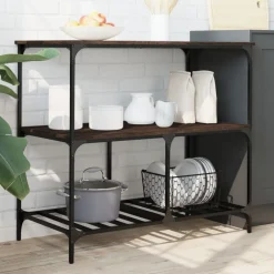 vidaXL Carrito de cocina madera ingeniería marrón roble 100x50x95 cm Marr&oacute;n roble Online