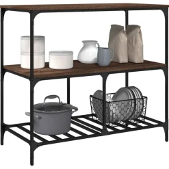 vidaXL Carrito de cocina madera ingeniería marrón roble 100x50x95 cm Marr&oacute;n roble Online