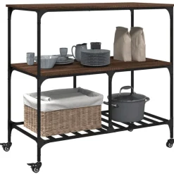 vidaXL Carrito de cocina madera ingeniería marrón roble 100x50x95 cm Marr&oacute;n roble Online